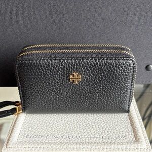 Tory Burch Black Pebbled Leather Wallet
